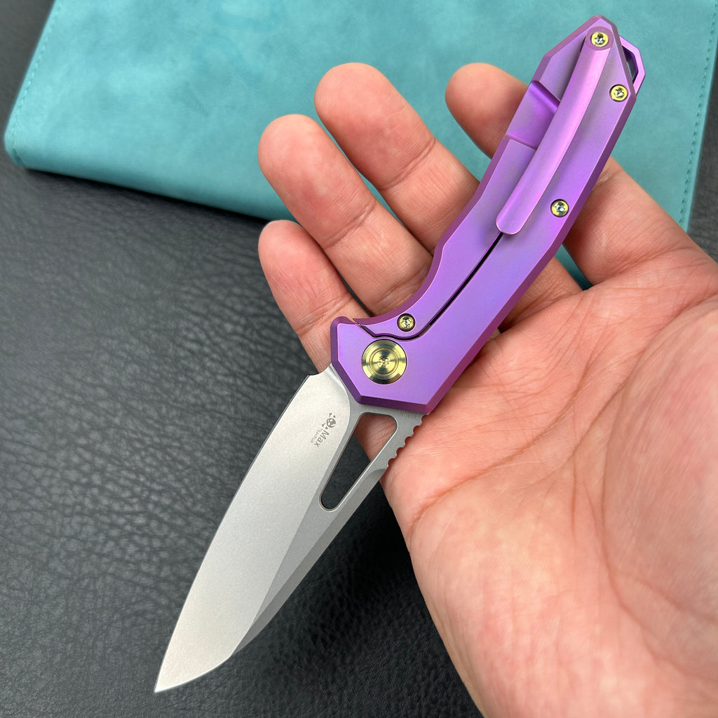 KUBEY KB284D Vagrant Frame Lock Folding Knife Purple 6AL4V